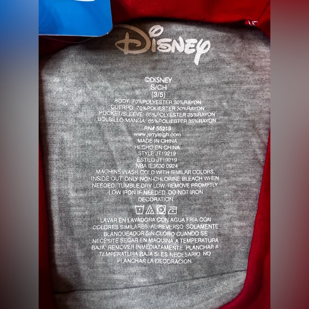 New / Disney Gray T-Shirt with Red Accents Girls - Picture 6 of 6